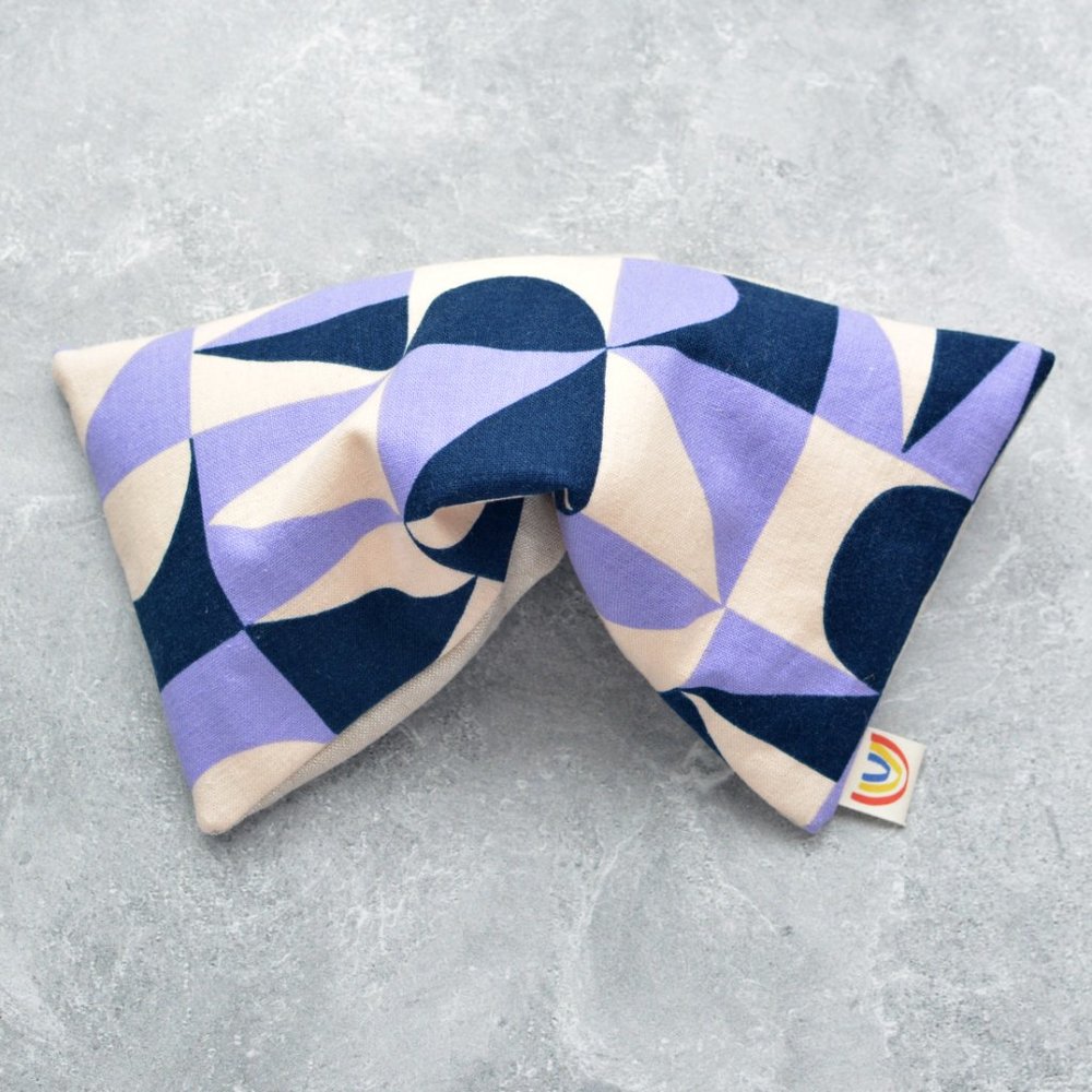 Weighted Eye Pillow in Purple Building Blocks Canvas - Lavender and Flax Seeds - Picture 4 of 5